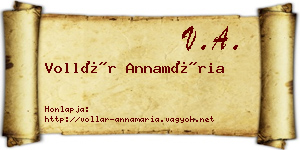 Vollár Annamária névjegykártya