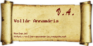 Vollár Annamária névjegykártya